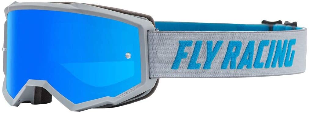 Fly Racing Zone Motorcycle Youth Goggles With Sky Blue Mirror/Smoke Lens - Grey/Blue