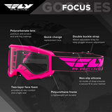 Fly Racing Focus Motorcycle Goggles With Clear Lens -  Pink/Black