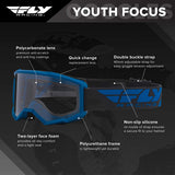 Fly Racing Focus Motorcycle Youth Goggles With Clear Lens -  Blue/White