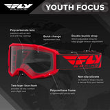 Fly Racing Focus Motorcycle Youth Goggles With Clear Lens -  Red/White