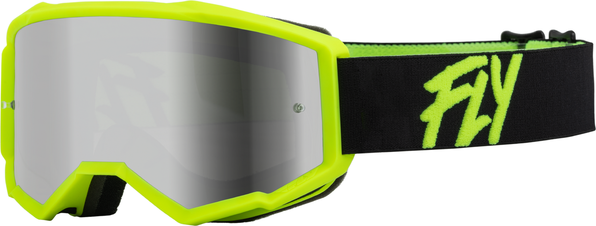 Fly Racing Zone Youth Goggles - Black/Hi-Vis - Silver Mirror/Smoke Lens