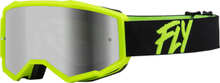 Fly Racing Zone Youth Goggles - Black/Hi-Vis - Silver Mirror/Smoke Lens