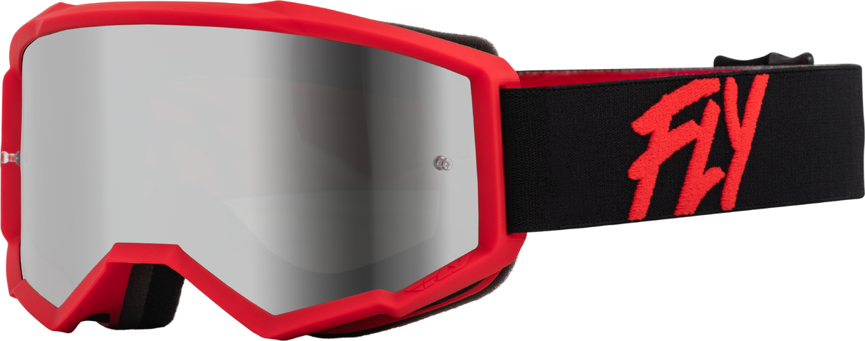 Fly Racing Youth Zone Goggles Black/Red - Silver Mirror/Smoke Lens