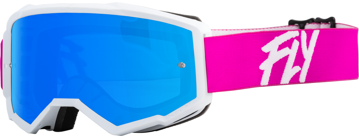 Fly Racing Youth Zone Goggles - Pink/White - Sky Blue Mirror/Smoke Lens