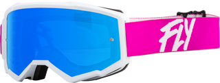 Fly Racing Youth Zone Goggles - Pink/White - Sky Blue Mirror/Smoke Lens