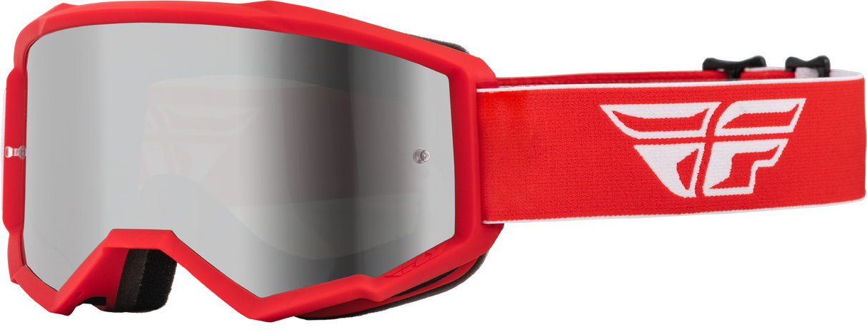 Fly Racing Youth Zone Goggles - Red/White - Silver Mirror/Smoke Lens