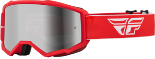 Fly Racing Youth Zone Goggles - Red/White - Silver Mirror/Smoke Lens