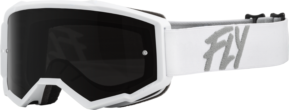 Fly Racing Youth Zone Goggles White - Dark Smoke/Smoke Lens