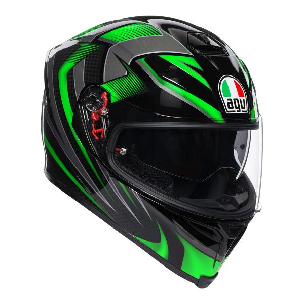 AGV K5 S Hurricane 2.0 Motorcycle Helmet -  Black/Green