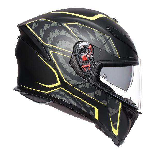 AGV K5 S Tornado Motorcycle Helmet -  Matt Black/Yellow Fluro