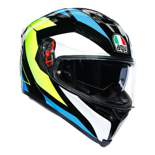 AGV K5-S Core Motorcycle Full Face Helmet - Black/Cyan/Yellow Fluro