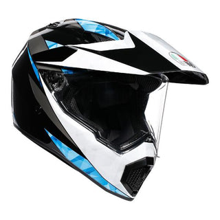 AGV AX9 North Full Face Motorcycle Helmet - Black/White/Cyan