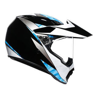 AGV AX9 North Full Face Motorcycle Helmet - Black/White/Cyan