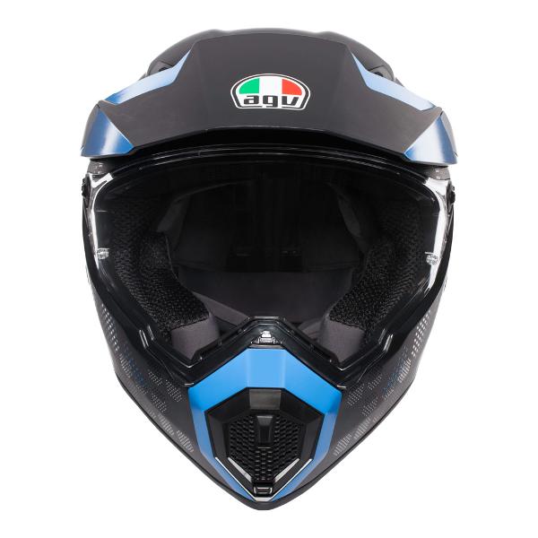 AGV AX9 Antartica Full Face Motorcycle Helmet - Matte Black/Cyan