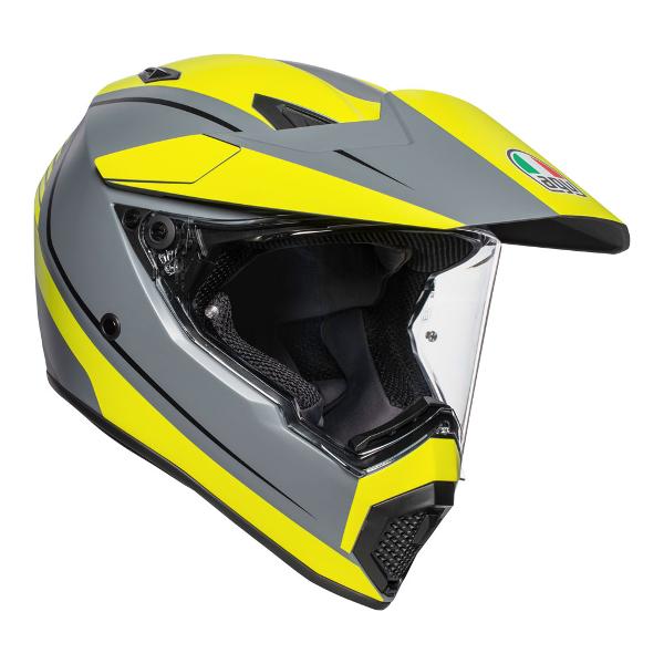 AGV AX9 Pacific Road M. Full Face Motorcycle Helmet - Grey/Yellow Fluo/Black