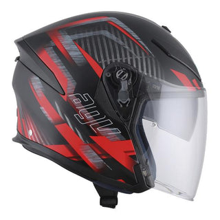 AGV K5 Jet Urban Hunt Motorcycle Helmet -  Matt Black/Red