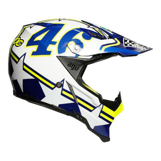 AGV AX-8 Evo Ranch Motorcycle Helmet - Blue/White/Fluro Yellow