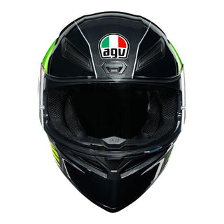 AGV K1 Power Motorcycle Full Face Helmet - Gunmetal/White/Green