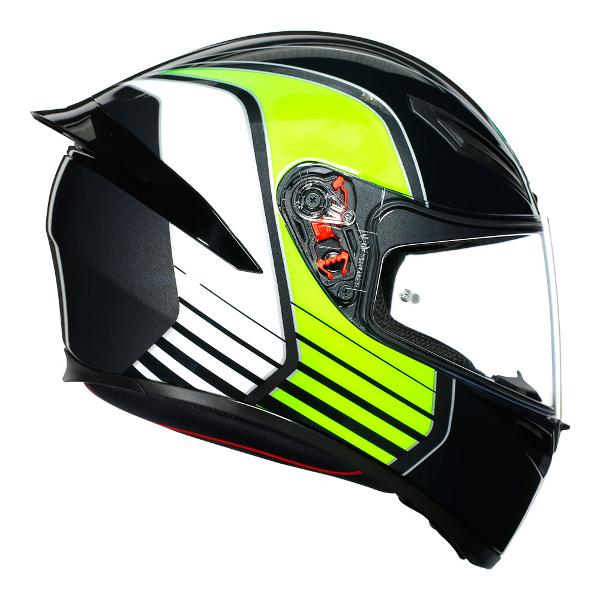 AGV K1 Power Motorcycle Full Face Helmet - Gunmetal/White/Green