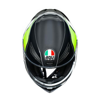 AGV K1 Power Motorcycle Full Face Helmet - Gunmetal/White/Green