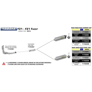 Arrow Yamaha Link Pipe Stainless For Maxi Race-Tech Silencers