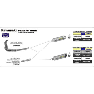 Arrow Kawasaki VERSYS 1000 12-14 Silencer Race-Tech Aluminium Dark with Carbon Fiber End Cap