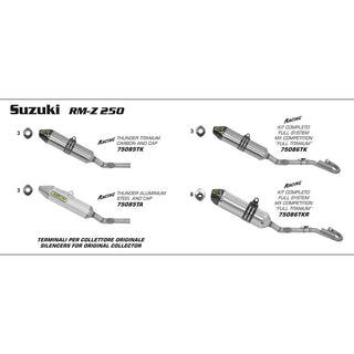 Arrow MX Competition Full Titanium Exhaust System w/Carbon End Cap for Suzuki RM-Z 250 10-13