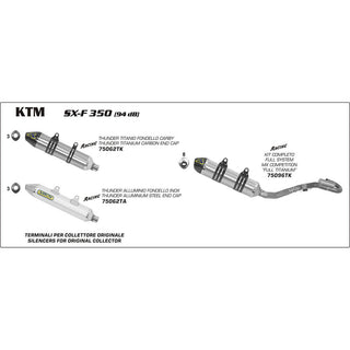 Arrow MX Competition Titanium Exhaust System w/Race-Tech Muffler/Carbon End Cap for KTM 350 SX-F 11-12