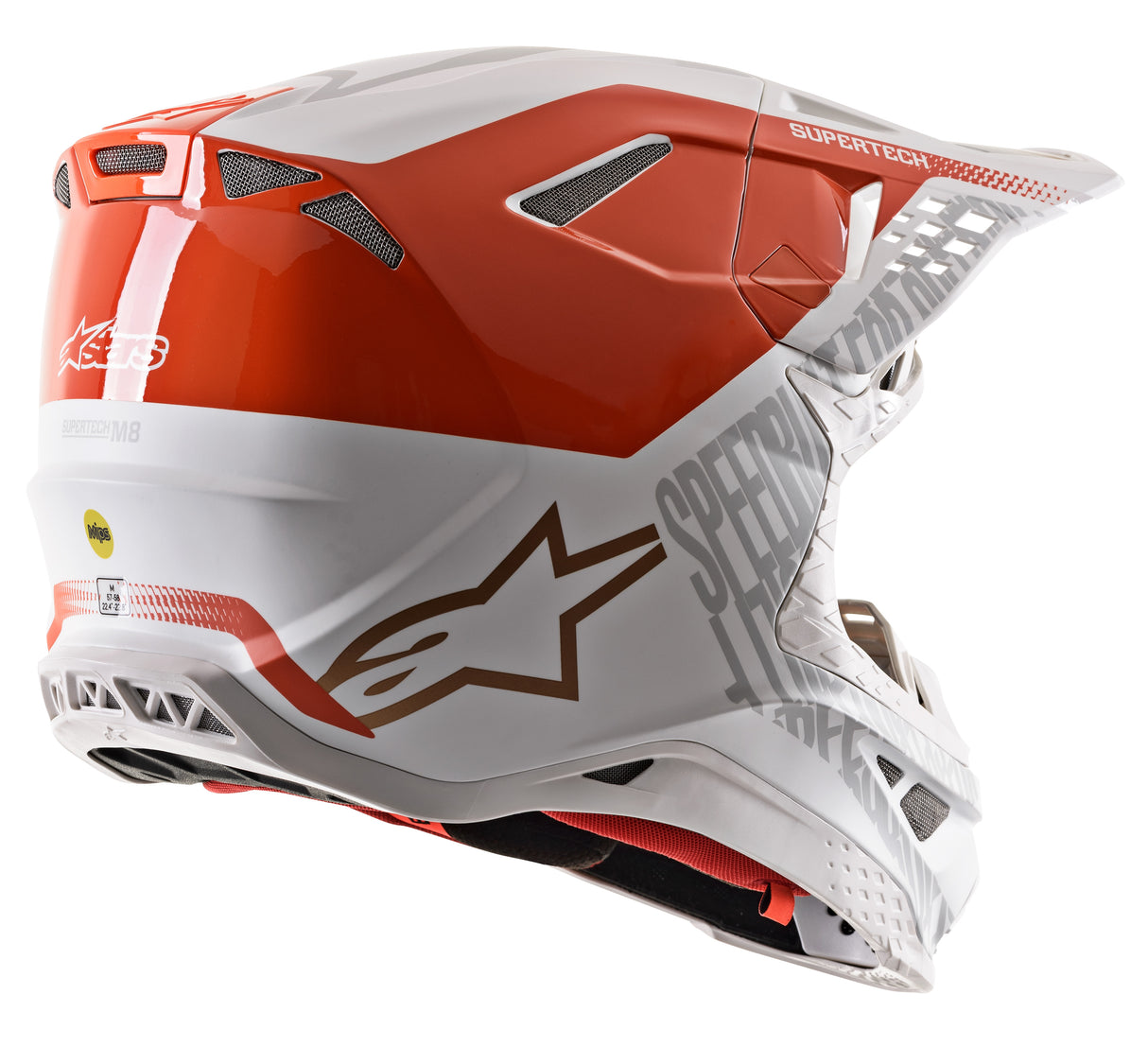 Alpinestars MX Motocross Supertech SM8 Radium Helmet - Fluro Orange White/Gold Matte/Glossy