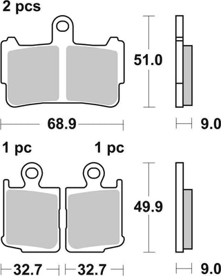 SBS FRICTION - Sinter Front Brake Pads - 869HS-