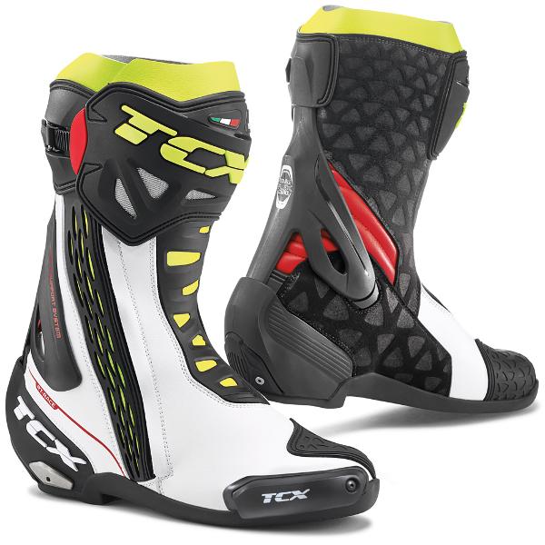 TCX RT-Race Motorcycle Boots - White/Red/Yellow