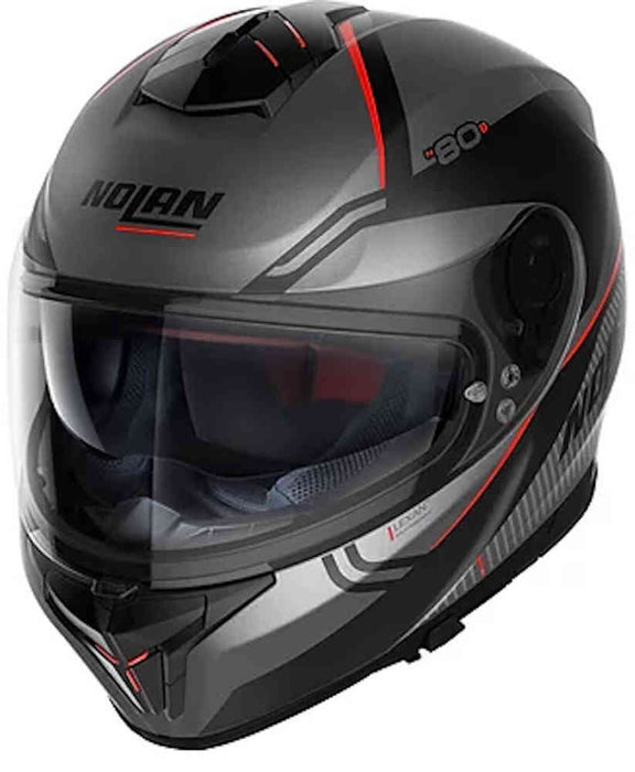Nolan N80-8 Astute N-Com 24 Helmet - Flat Grey/Black/Red