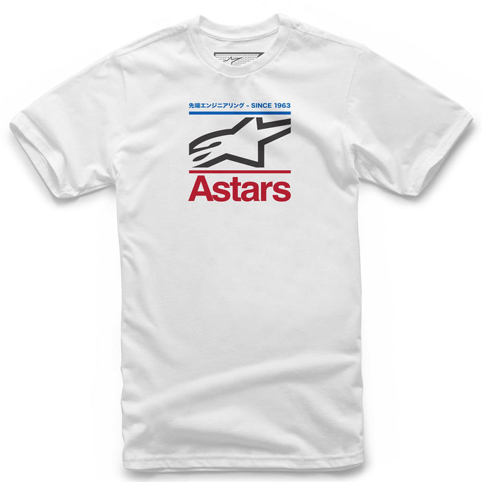 Alpinestars Cropped Motorcycle Tee - White With Red, Blue, Black