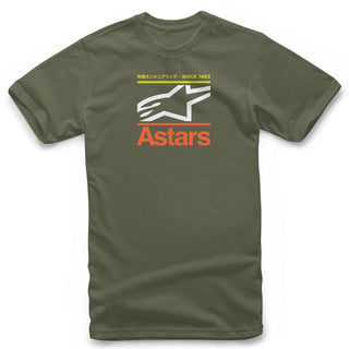 Alpinestars Cropped Motorcycle Tee - Military With Orange, Yellow, White
