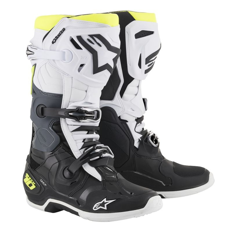 Alpinestars Tech 10 MX Boots - Black/White/Yellow-Fluro