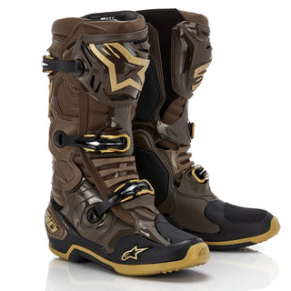 Alpinestars Tech 10 Boots - Dark Brown Kangaroo Gold