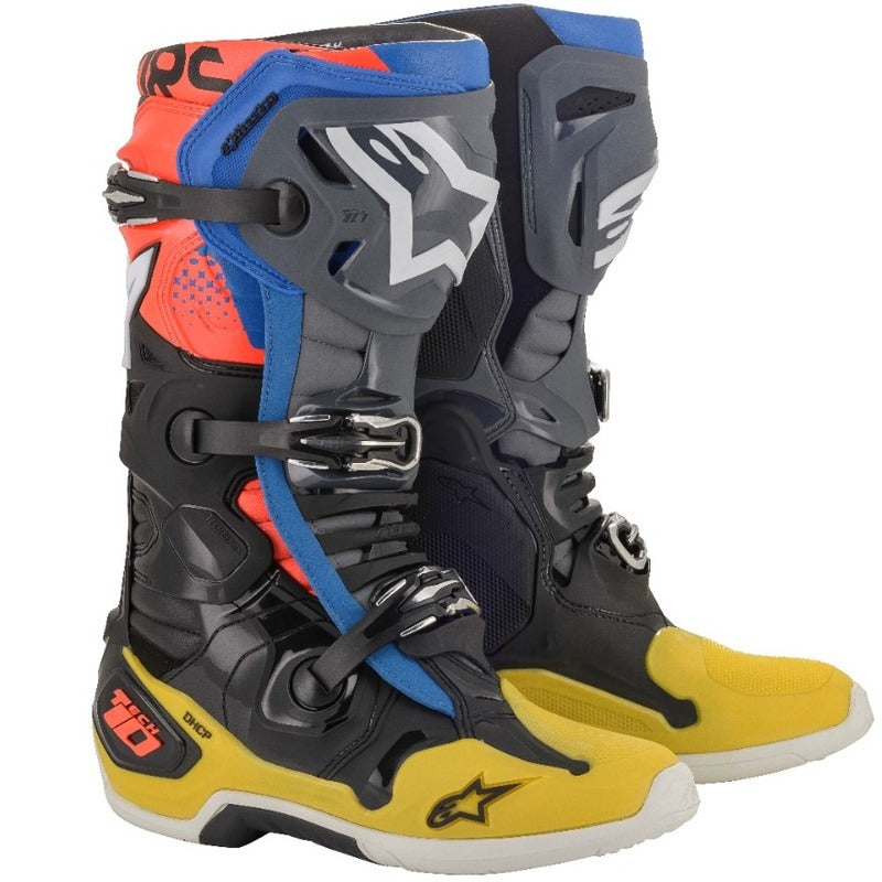 Alpinestars Tech 10 MX Boots - Black/Fluro-Yellow/Blue