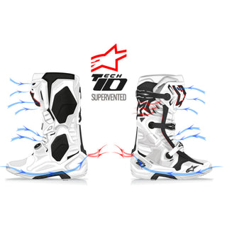 Alpinestars Tech 10 Supervented MX Boots - Black/White/Grey/Red