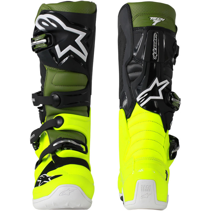 Alpinestars Tech 7 MX Boots - Fluro Yellow/Military/Green - MotoHeaven