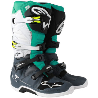 Alpinestars Tech 7 MX Boots - Dark Grey/White/Teal - MotoHeaven