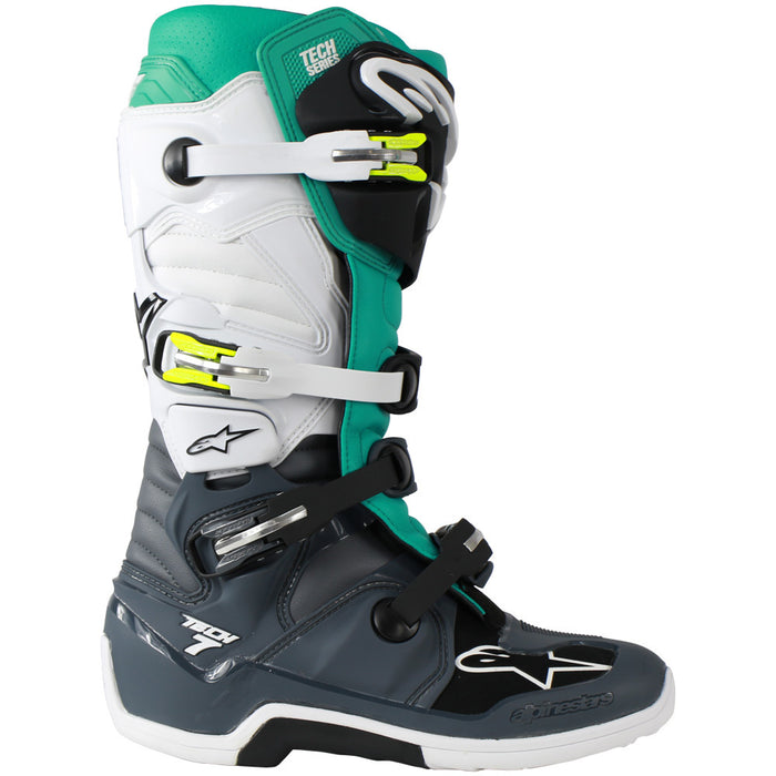 Alpinestars Tech 7 MX Boots - Dark Grey/White/Teal - MotoHeaven