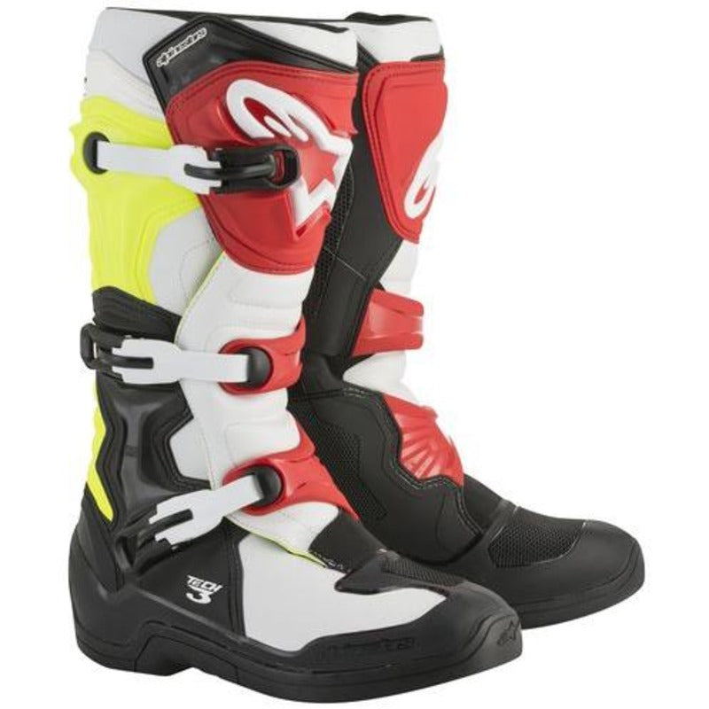 Alpinestars Tech 3 MX Boots - Black/White/Fluro Yellow/Red