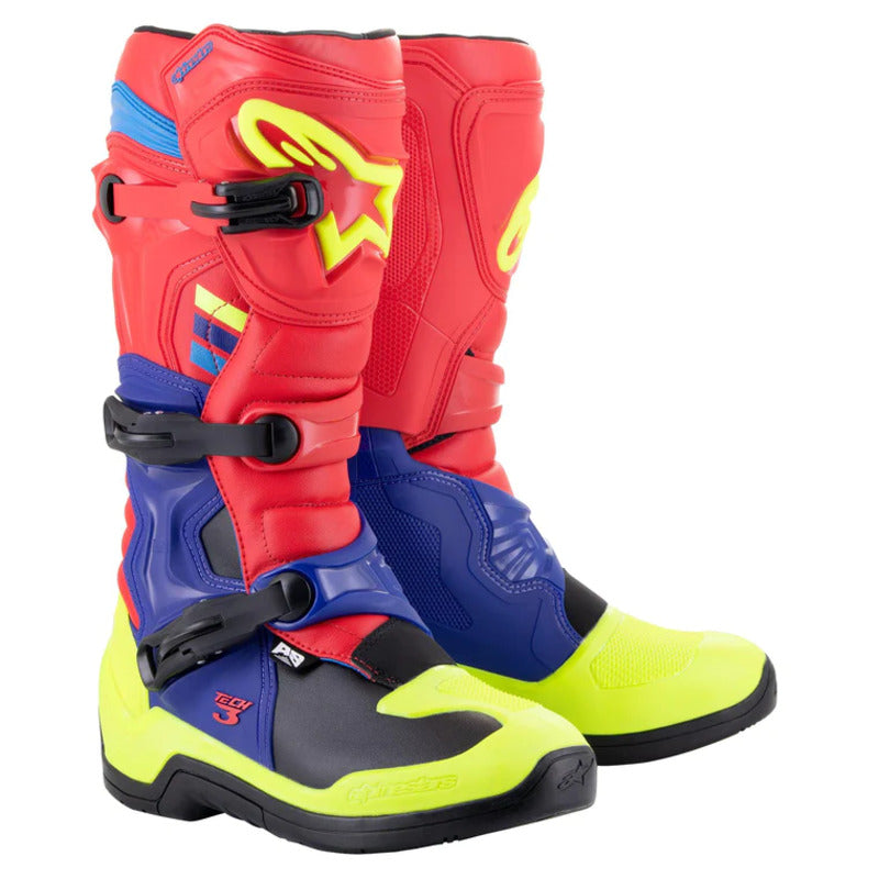 Alpinestars Tech 3 Boots - Brightred Darkblue Yellow Fluro