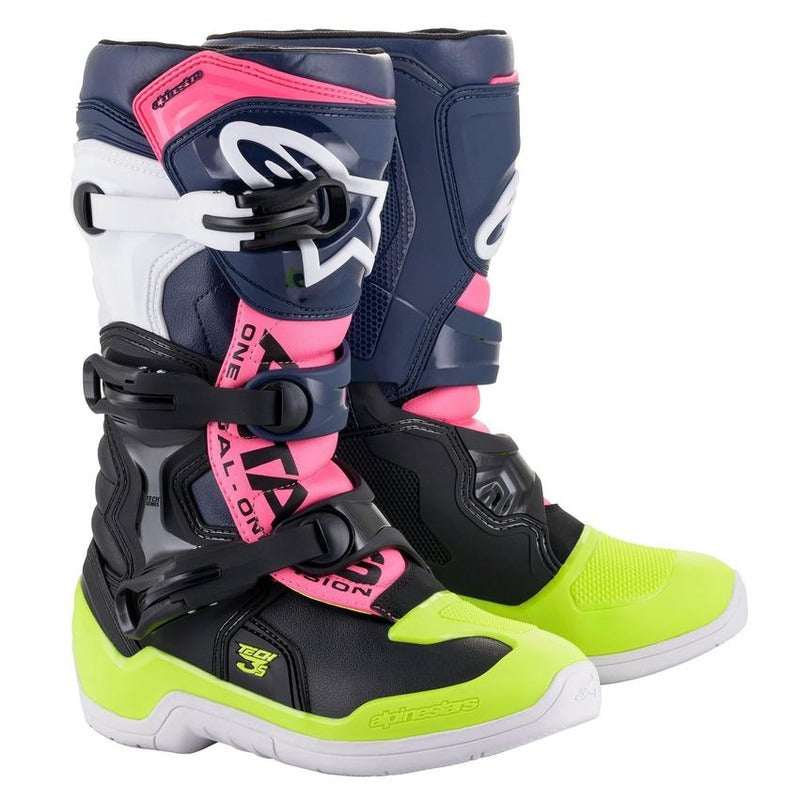 Alpinestars Tech 3S V2 Youth MX Boots - Black/Dark/Blue/Pink
