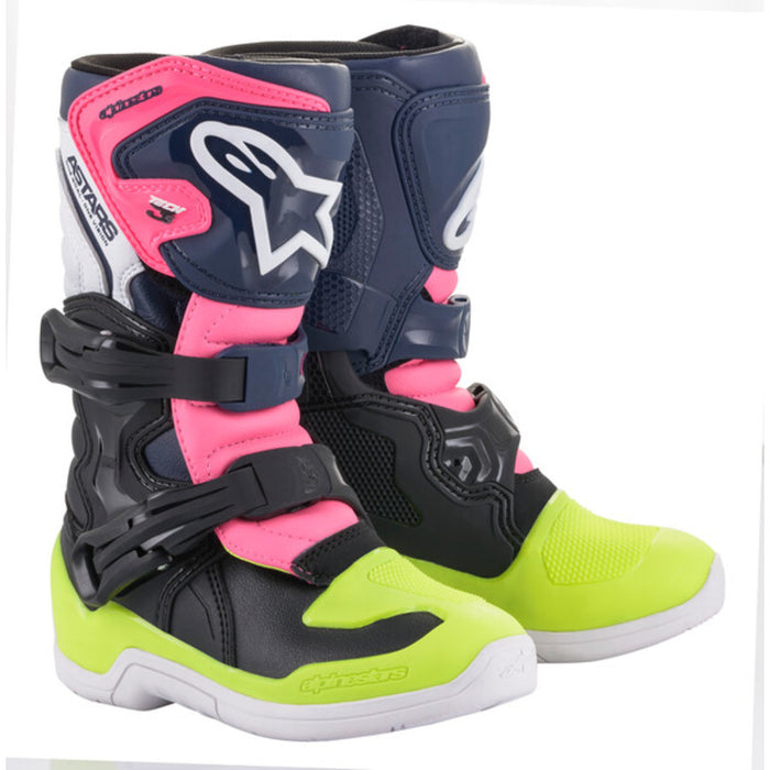 Alpinestars Tech 3S  Youth MX Boots - Black/Dark/Blue/Pink