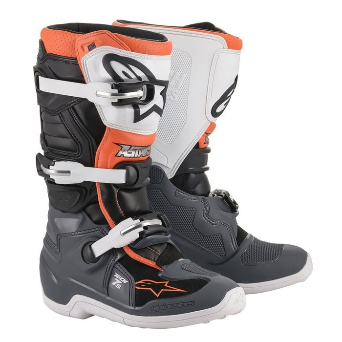 Alpinestars Tech 7S Youth MX Boots - Black/Grey/White/Fluro/Orange