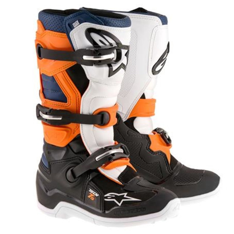 Alpinestars Tech 7S Youth MX Boots - Black/Orange/White/Blue