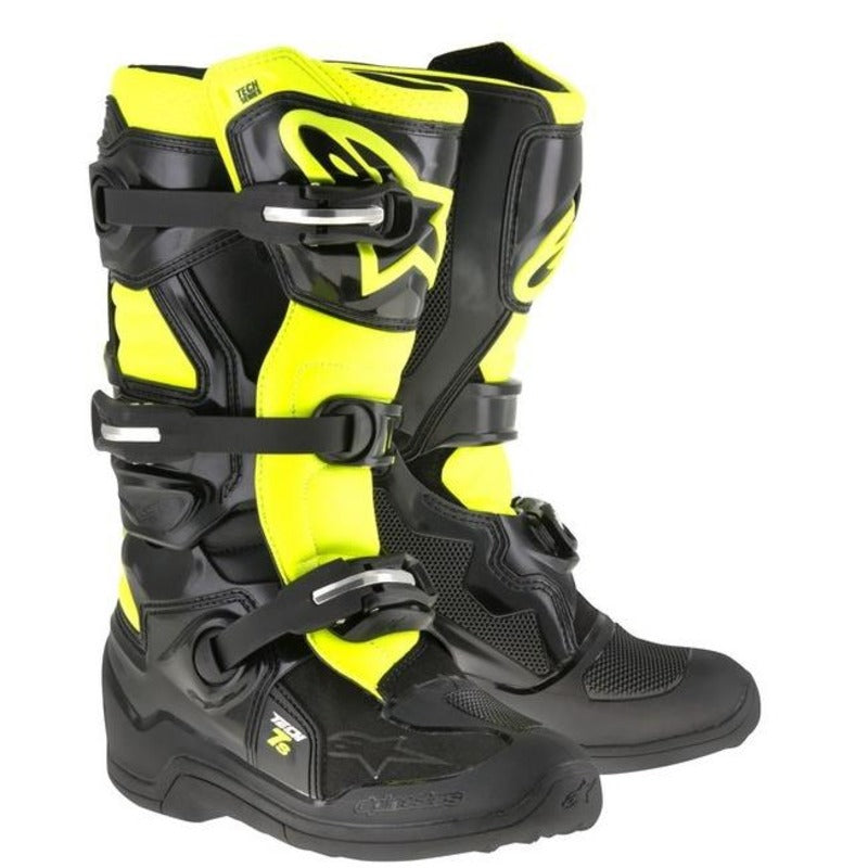 Alpinestars Tech 7S Youth MX Boots - Black/Fluro Yellow