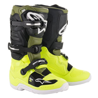 Alpinestars Tech 7S Youth MX Boots - Yellow Fluro/Military/ Green/ Black