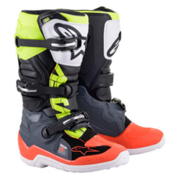 Alpinestars Tech 7S MX Youth Boots - Dark/Grey/Red Fluro